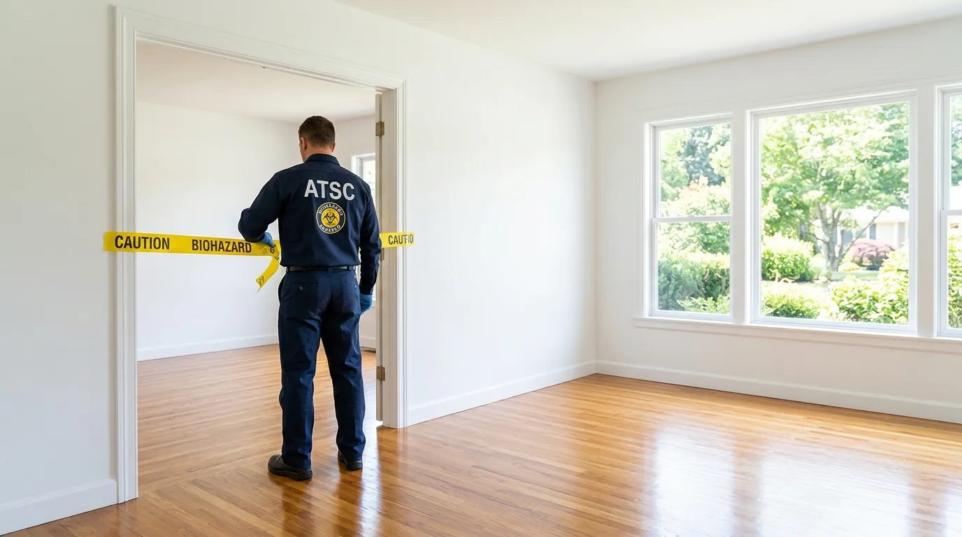 Certified biohazard cleanup crew performing Decomposition Cleanup in Yoakum